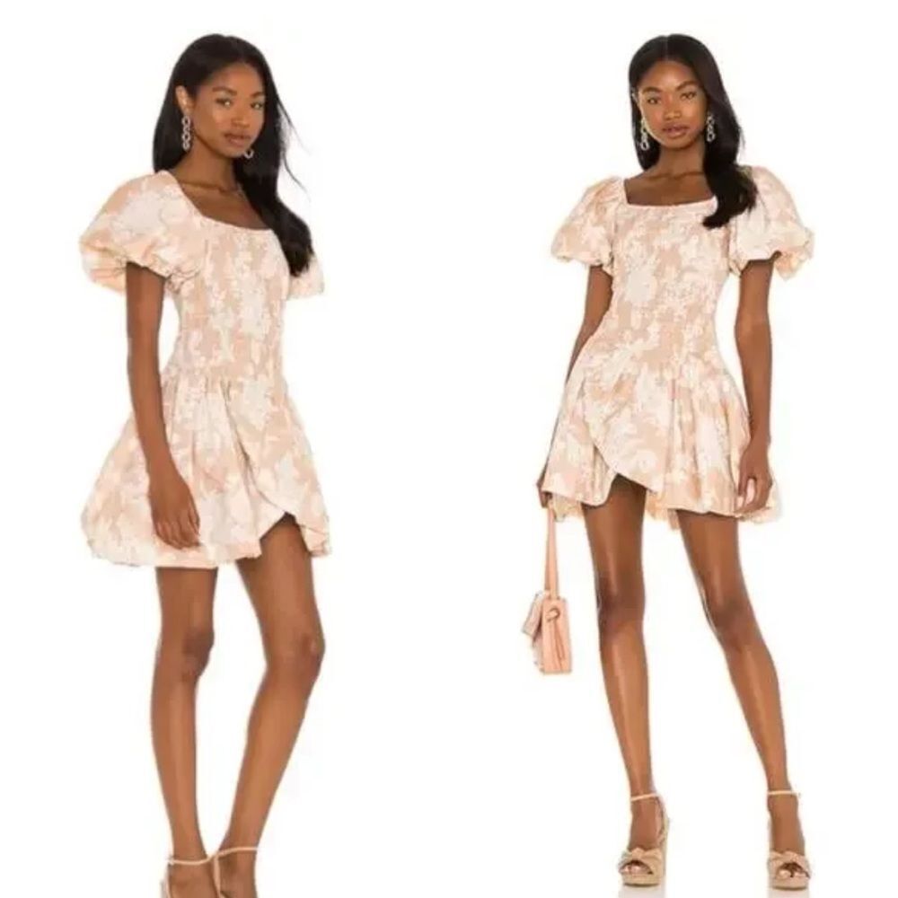 LoveShackFancy x Revolve Asa Mini Dress Espresso Foam Puff Sleeve XS NWOT